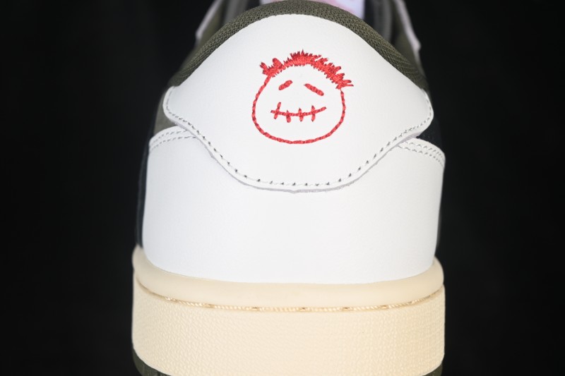 Nike Air Jordan 1 Low OG Travis Scott Reverse Swoosh Premium Leather Sneakers - DM7866-200