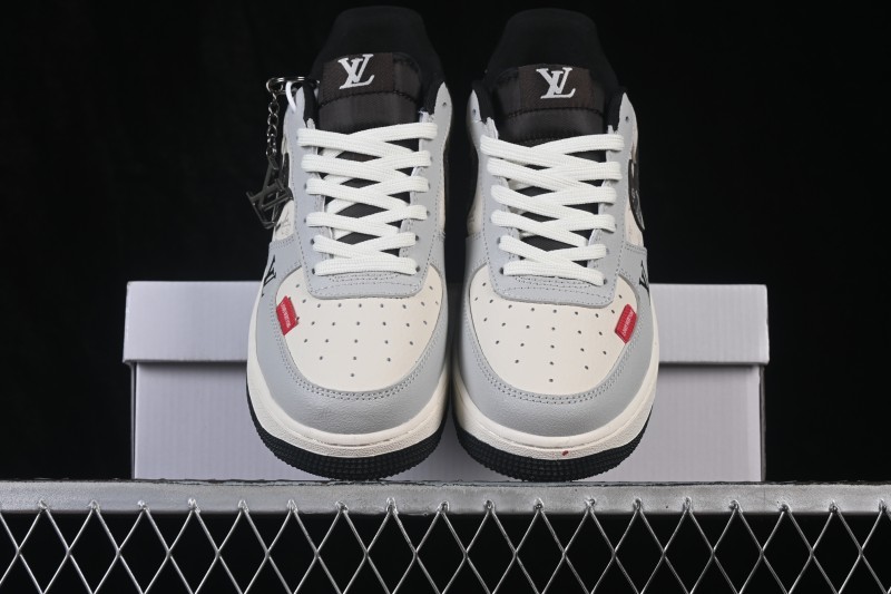 Nike Air Force 1 '07 Low Casual Sneakers in Grey and White with Contrasting Overlays - DF0188-138
