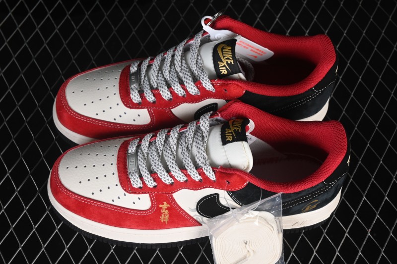 Nike Air Force 1 '07 Low Red and Black Auspicious Blessing Casual Skateboarding Shoes - FC1688-264