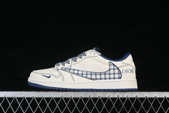 Nike Air Jordan 1 Low Retro Basketball Shoes with Luxury Dior-Inspired Custom Design - LD2028-072