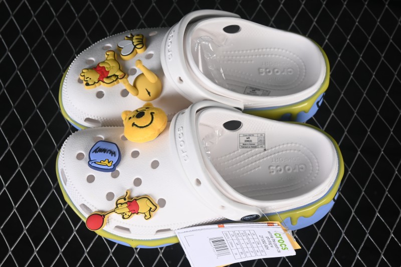 Crocs Disney x Smurfs Platform Clog with Round Toe and Thick Sole for Women - White Winnie the Pooh