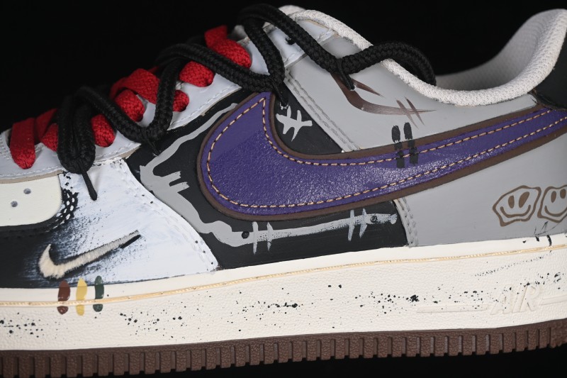 Nike Air Force 1 '07 Low Graffiti Art Sneakers with Hand-Drawn Details and Distressed Finish - LJ8822-121