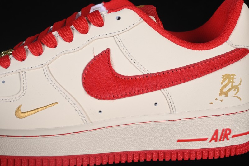 Nike Air Force 1 '07 Low Year of the Horse Limited Edition Cream and Rouge Low-Top Casual Sneakers - NH0601-513
