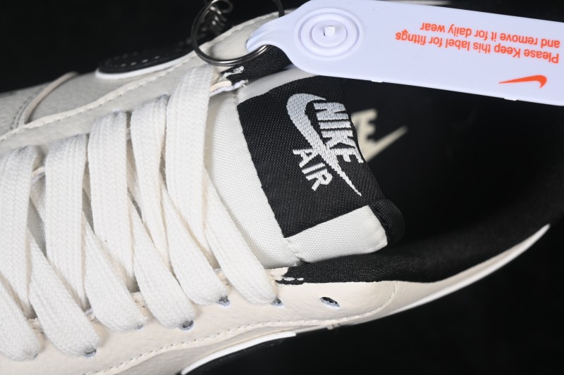 Nike Air Force 1 '07 Low Casual Sneakers with Two-Tone White and Black Design and Full-Length Air Cushion - DW8806-001