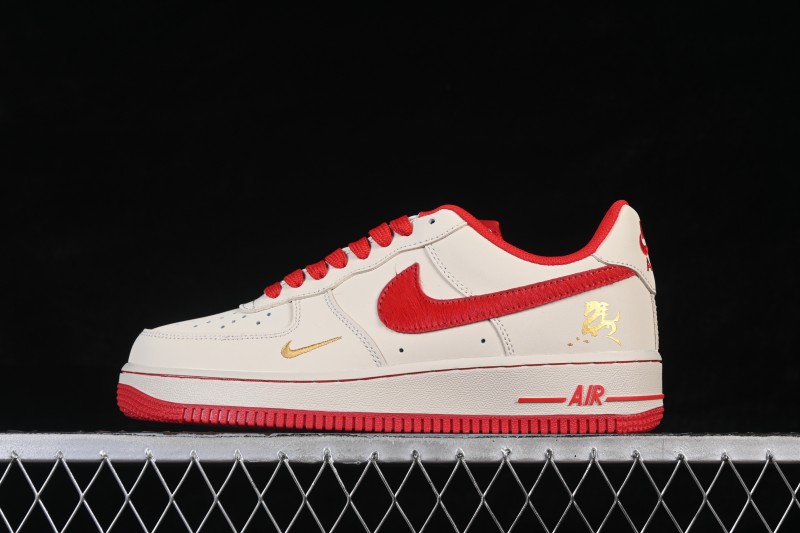 Nike Air Force 1 '07 Low Year of the Horse Limited Edition Cream and Rouge Low-Top Casual Sneakers - NH0601-513
