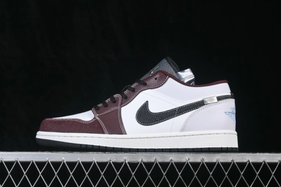 Nike Air Jordan 1 Low Retro Cultural Basketball Shoes Maroon White Grey - IZ5846-101