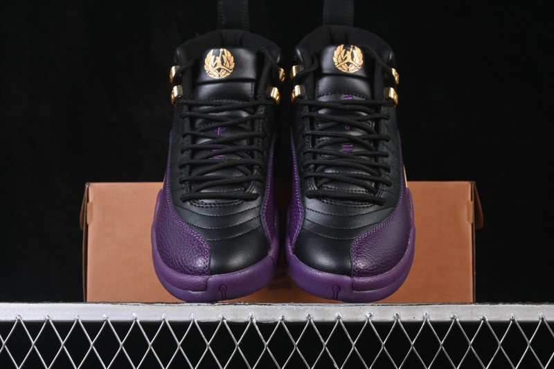 Nike Air Jordan 12 Retro Black Purple Gold Basketball Shoes - IW1218-098