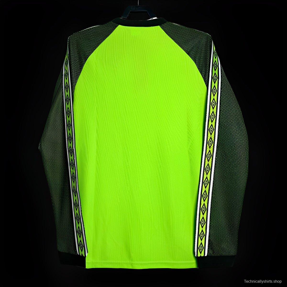 Retro 98/99 Manchester United Goalkeeper Green Long Sleeve Jeresy