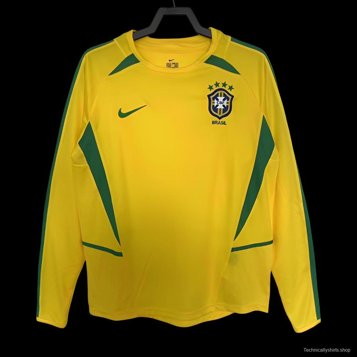 Retro 2002 Brazil Home Long Sleeve Jersey