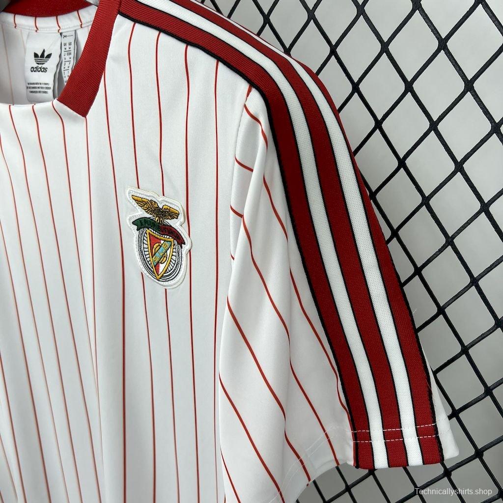 25/26 Benfica Adidas Original White with Red Pinstripes Jersey