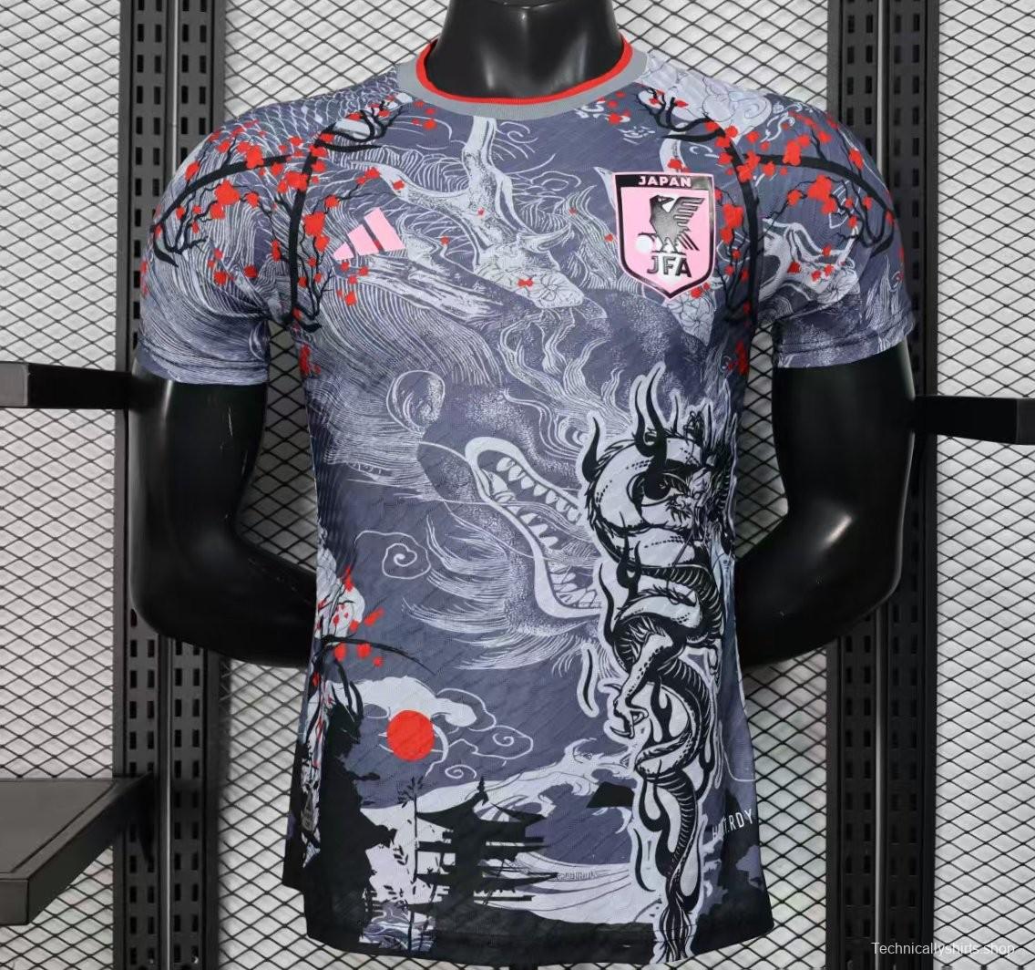 Player Version 2025 Japan Gray with Traditional Dragon and Cherry Blossom Pattern Jersey