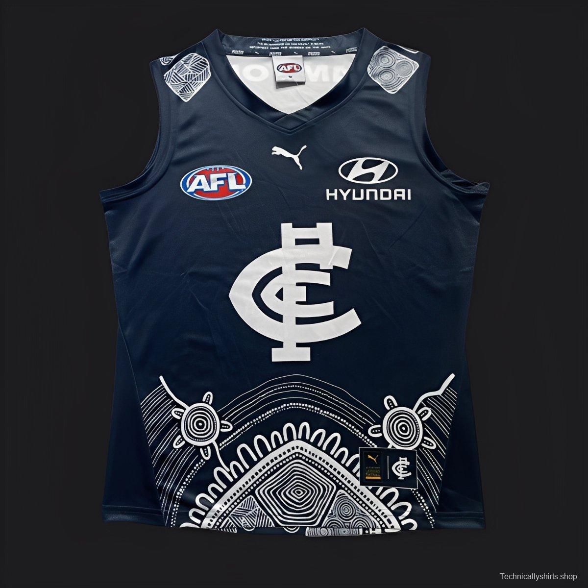 25/26 Carlton Blues Navy with White Aboriginal Art Jersey