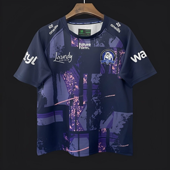 25/26 Canterbury-Bankstown Bulldogs Navy with Purple and Pink Abstract Art Pattern Jersey