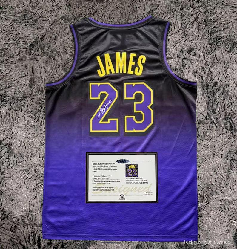 Lebron James Lakers City Purple Signed