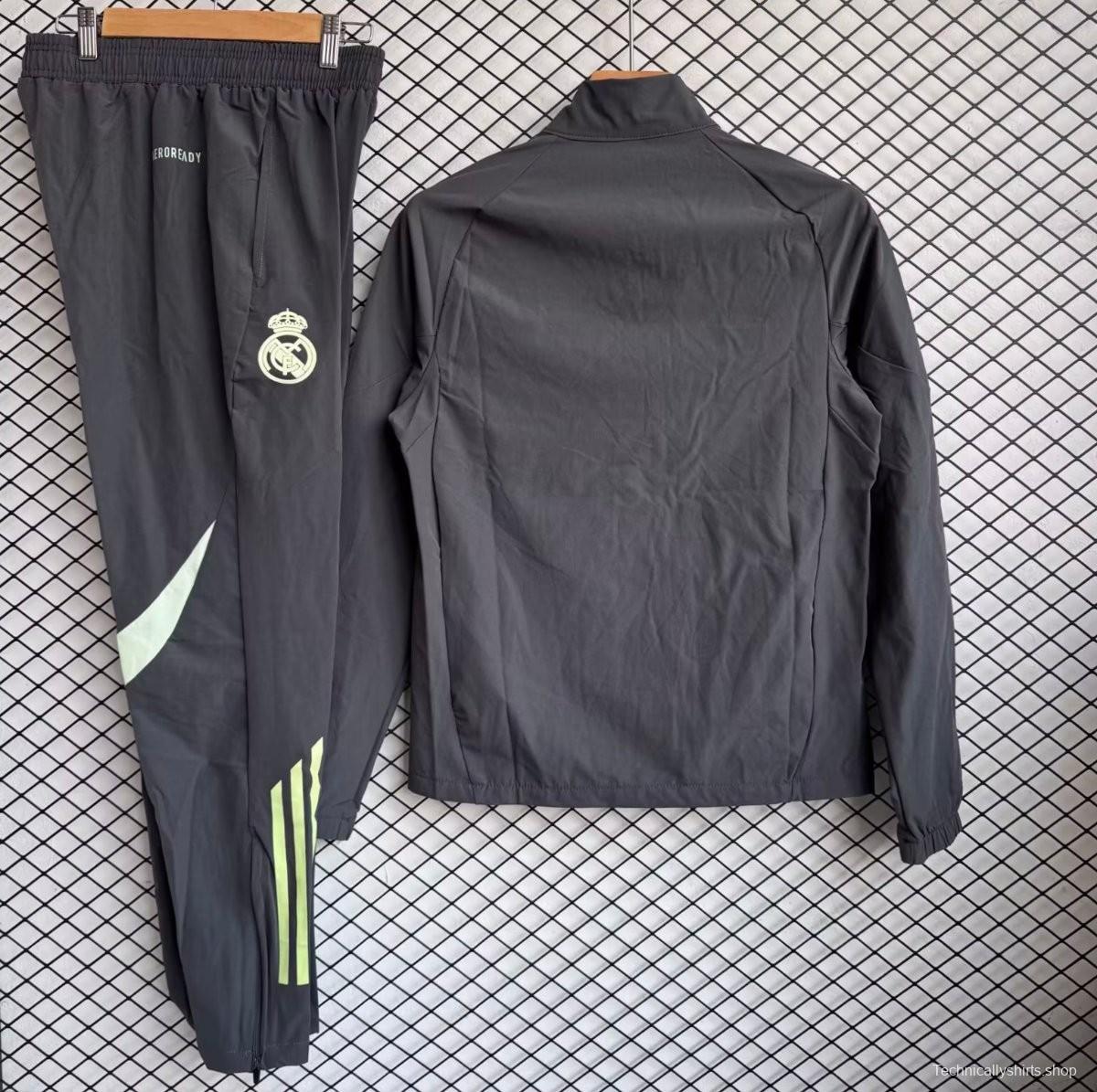 25/26 Real Madrid Dark Grey Full zipper Jacket Tracksuit+ long pants