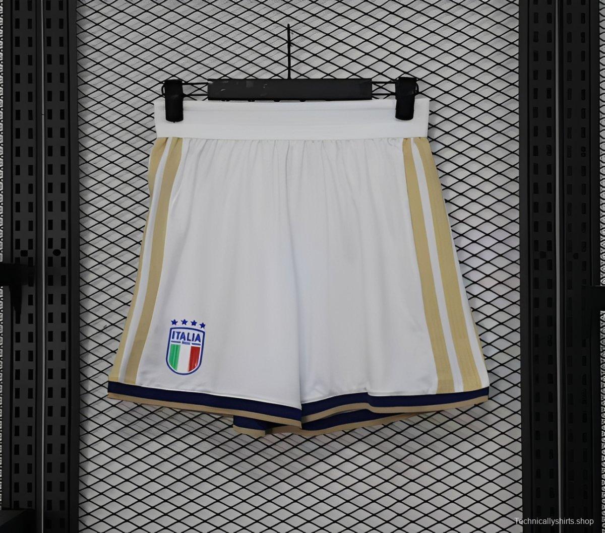 2026 Player Version  Italy Home White with Gold Stripes Shorts
