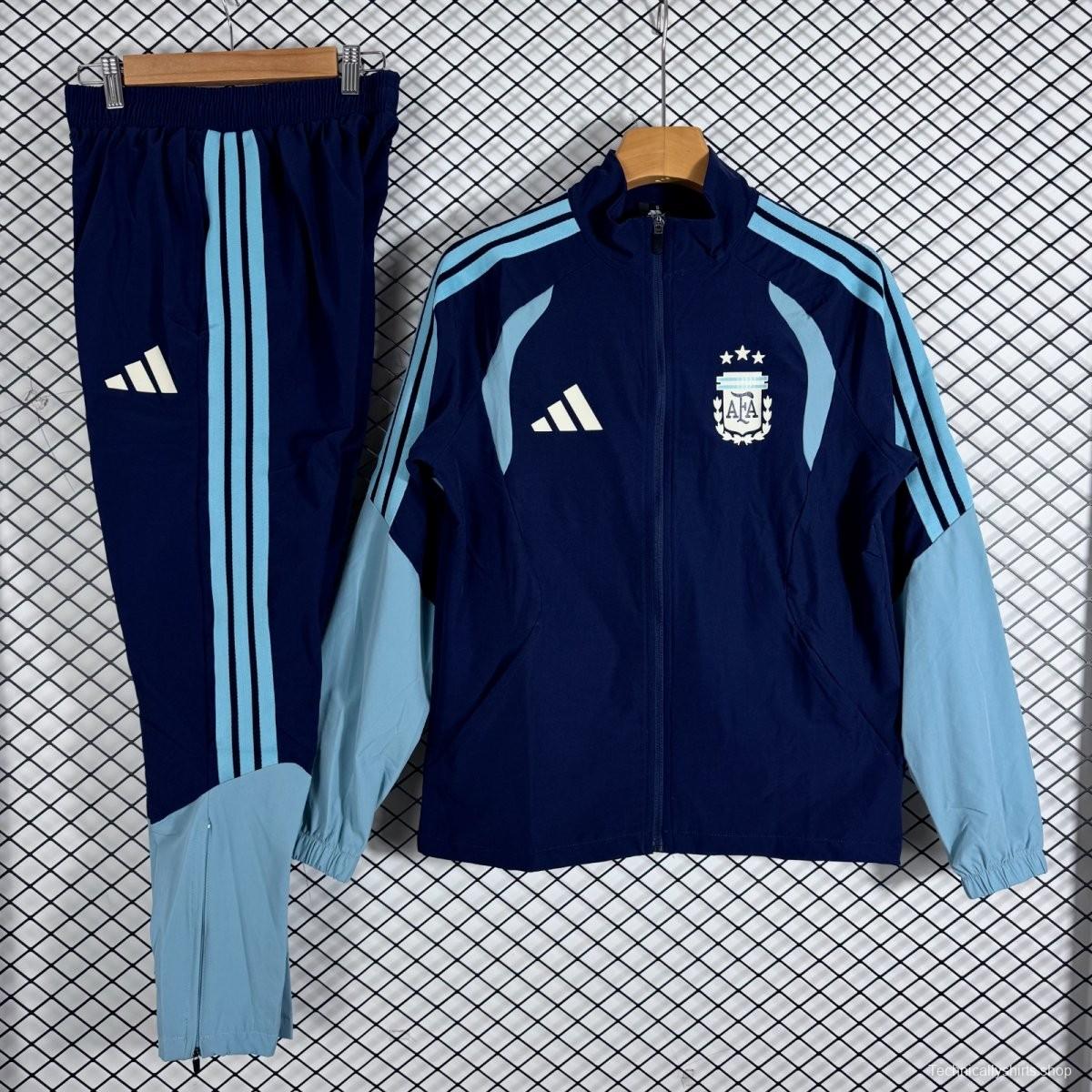 2026 Argentina Navy Full Zipper Windbreaker + Long Pants