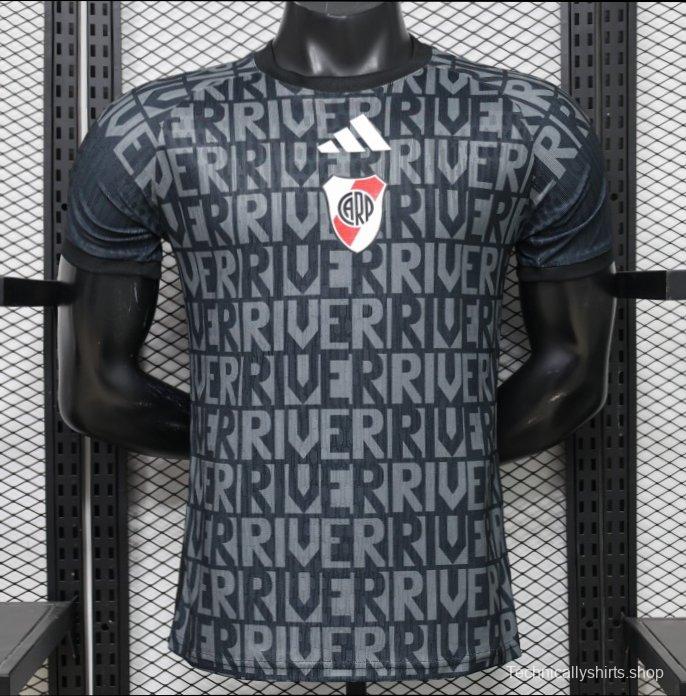Player Version 26/27 River Plate Away Black with All-Over Letter Print Jersey