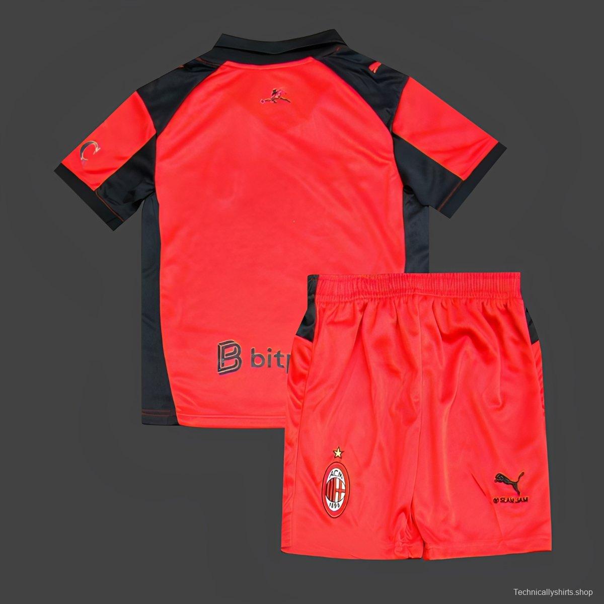 25/26 Kids AC Milan x Slam Jam Limited Edition Long Sleeve Red Forth Jersey