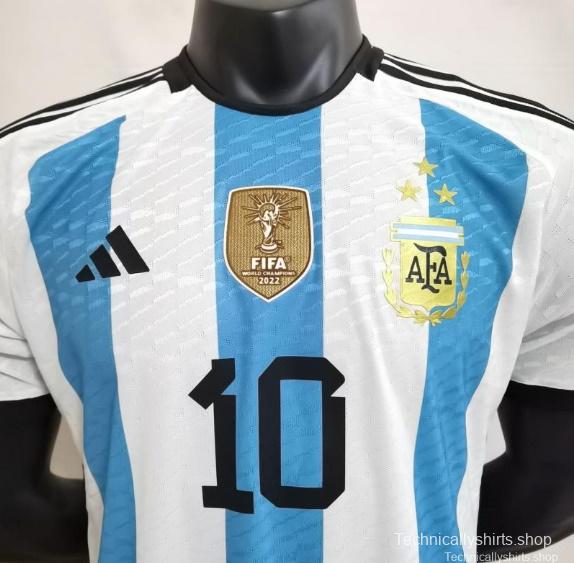 2022 Argentina Home #10 Messi Signed Signature Jersey