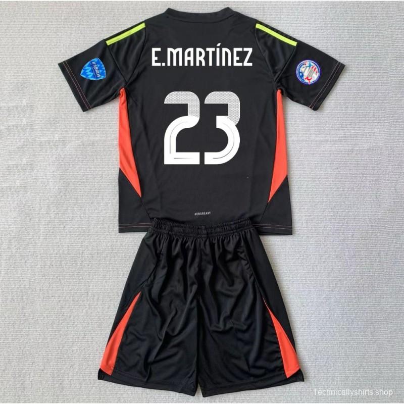 E.MARTINEZ BLACK FOOTBALL KIT FULL COPA AMERICA PATCH KIDS