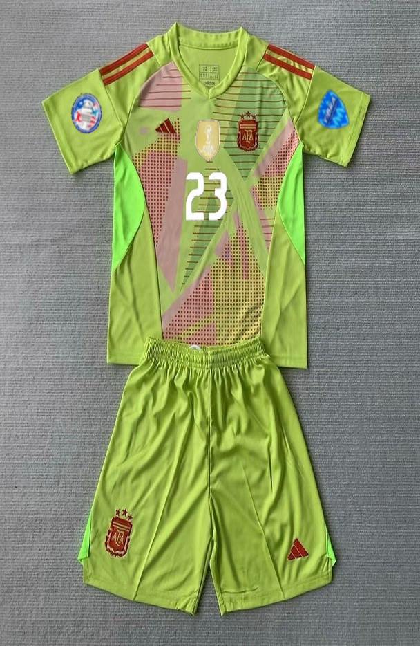 E.MARTINEZ Lime green/yellow Goalkeeper kids kit + Shorts